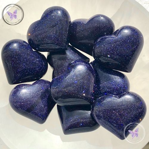 Blue Goldstone Heart 40mm